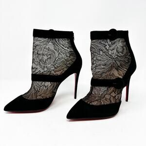 Christian Louboutin Boteboot 100 Lace Suede Ankle Boots Size 38